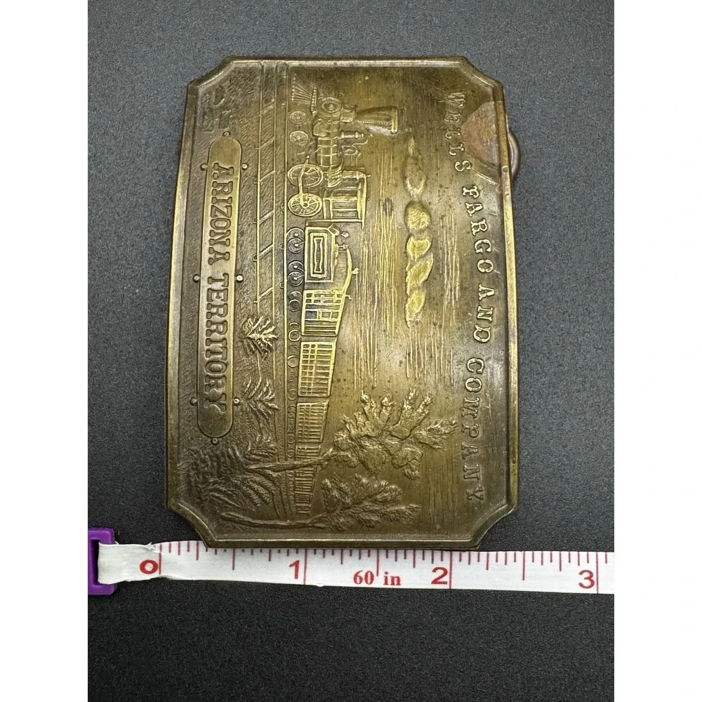 Wells Fargo And Company Brass Belt Buckle - Vintage Tiffany New York Arizona Ter